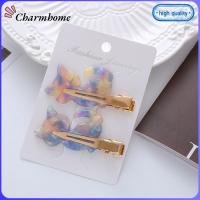 CHARMHOME กิ๊บติดผม4ชิ้นทำจากอัลลอยด์รูปแมวอุปกรณ์เครื่องมือจัดแต่งทรงผมผมน่ารักกิ๊ปหนีบผมอาซีเตทผู้หญิง