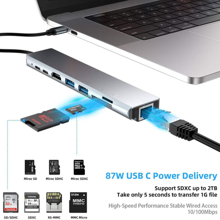 tebe-usb-type-c-hub-to-4k-hdmi-rj45-usb-sdtd-card-reader-pd-fast-charge-8-in-1-multifunction-adapter-for-macbook-pro
