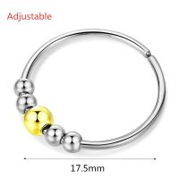 CACTU Fashion Anxiety Ring Accessories Adjustable Beaded Jewelry Fidget Beads Rings Single Coil Anti Stress Thin Beads Creativity Rotate Freely