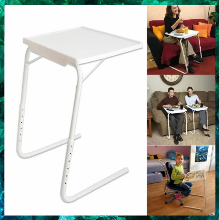 Adjustable Desk TV Tray Table and Cup Holder Folding Table with 6