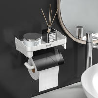 Wall-Mounted Multifunctional Toilet Tissue Box Roll Paper Shelf Bathroom Organizer Household Bathroom Accessories Without Drill