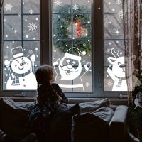 1Set Santa Claus Snowman Elk Window Stickers Snowflake Electrostatic Wall Sticker 2022 Christmas Decoration For Home New Year