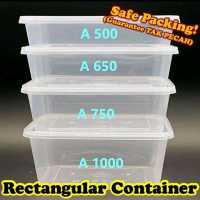 MY-BUNGKUS (50pcs/pkt) Rectangular Microwaveable Food Container Tupperware Kotak Nasi Plastik Reusable