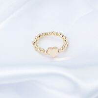 【CC】 Gold Color Bead Rings Elastic Jewelry Anelli