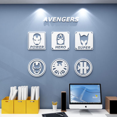 Marvel Avengersไอคอนสติ๊กเกอร์ติดผนังผนังห้องนอนเด็กผู้ชายสติ๊กเกอร์ติดผนังหอพักโปสเตอร์ติดผนัง