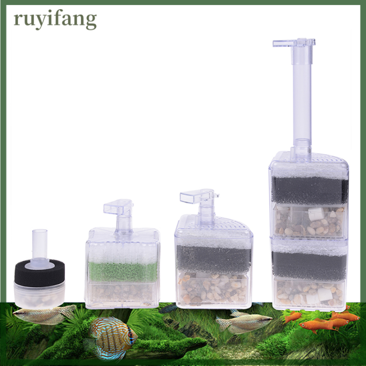 ruyifang-fish-tank-aquarium-pump-air-driven-bio-corner-filter-ฟองน้ำทอด-betta-ถังนาโน