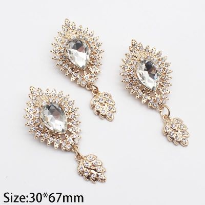 New 2Pcs/Lot 30x67mm Baroque Fashion Retro Rhinestone Brooch diy Women 39;s Dress Banquet Party Jewelry Accessories