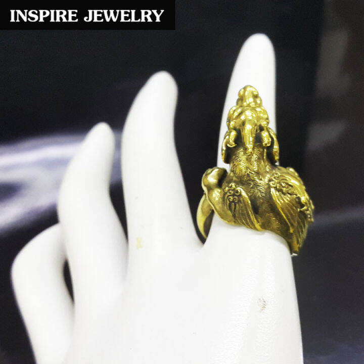 inspire-jewelry-แหวนปี่เซี้ยะ-หล่อจากทองเหลืองนอกทั้งวง-สรีระสวยงามมาก-แหวนมงคลดูดทรัพย์