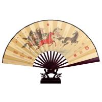 8 inch Chinese style bamboo handle folding fan landscape painting man home decoration Chinese theater performance props