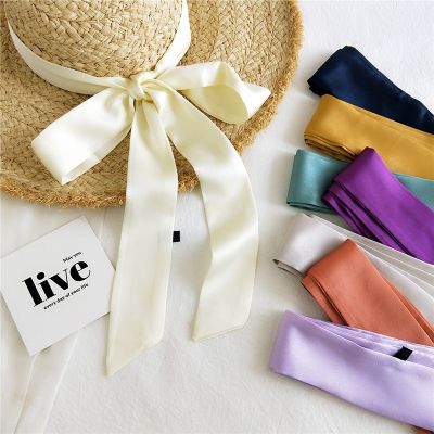 【CC】✕✽  195cm Silk Scarf Double-sided Color Hair Scarves Neckerchiefs Fashion Tie Handbag