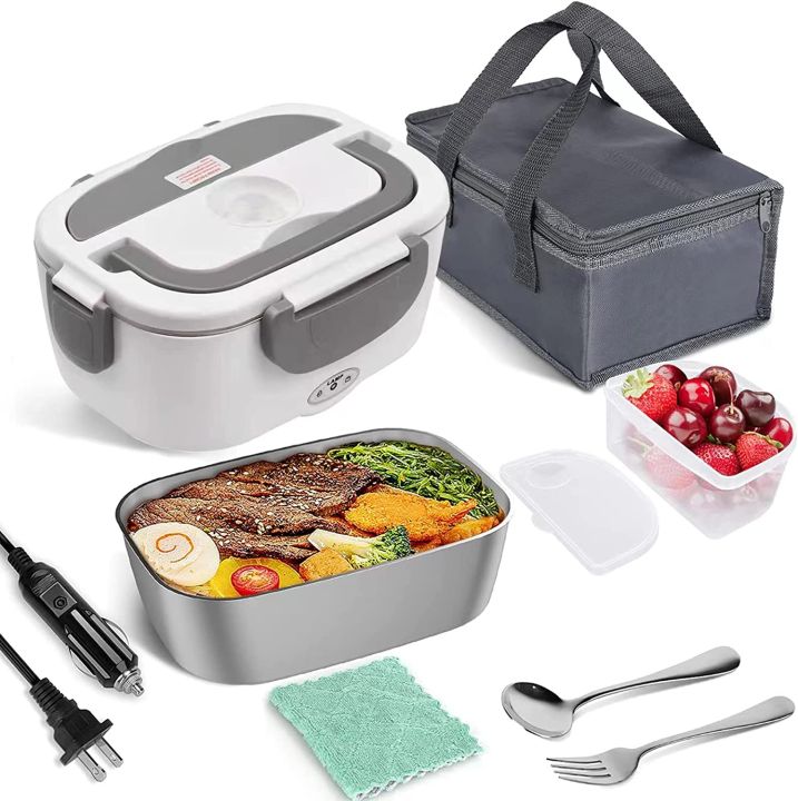 Portable Electric Lunch Box 2 layers Heating Steamer Bento Food Warmer  Sealed