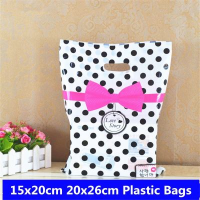 10pcs 15x20 20x26 Gift Bags Handles Plastic Bag For Clothes Storage Bag Party Supplies Shopping Bag Packaging Wedding Decoration