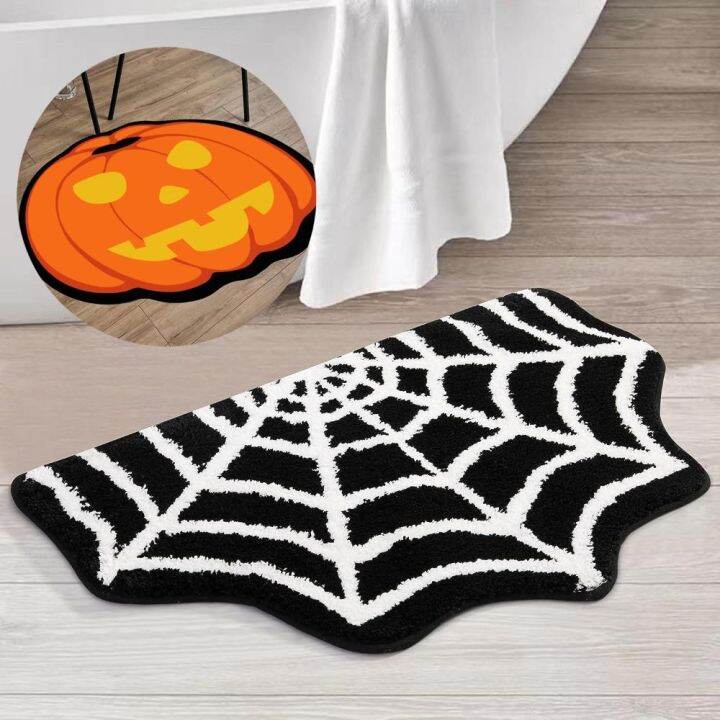 5210BIYU Spider Web Bath Absorbent Mat Halloween Non Slip Bats Coffins ...