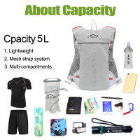 Running-5L เทรล Ultralight Backpack,Hydration Jogging Vest,Marathon,Bicycle,Water Bottle 250Ml 500Ml