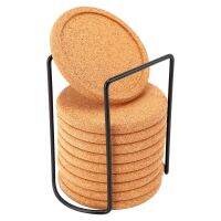 Cork Coasters with Lip for Drinks Absorbent Thick Rustic Saucer with Holder Heat &amp; Water Resistant Best Reusable Natural Round Coasters for Bar Glass Cup Table