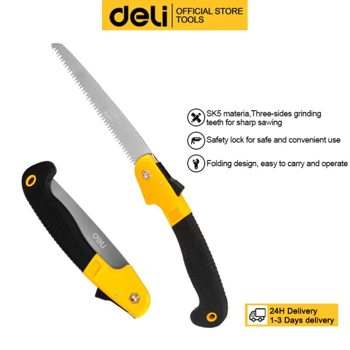 Deli Industrial Folding Hand Pruning Saw 7 Cutting Wood Metal Tile Folding Sharp Hand Saw