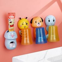 ☾☸ Childrens Mouthwash Cup Cartoon Cute Wall Hanging Free Punch Household Baby Brushing Toothbrush Holder Shelf Set