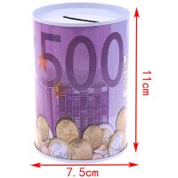 Tinplate Cylinder Piggy Bank Euro Dollar Picture Box Household Saving Money Box Home Decoration Money Boxes