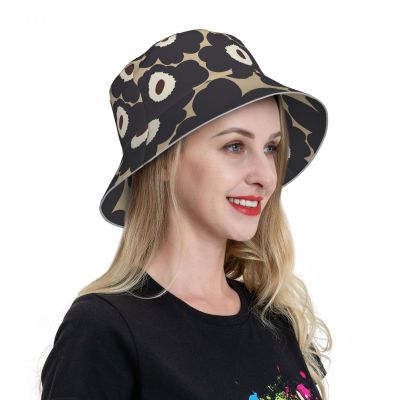 Marimekko Reflective Bucket Hat Double Sided Print Fashion Lightweight Outdoor Beach Sun Hat Foldable Bucket Hat for Any Season Men And Women Hat