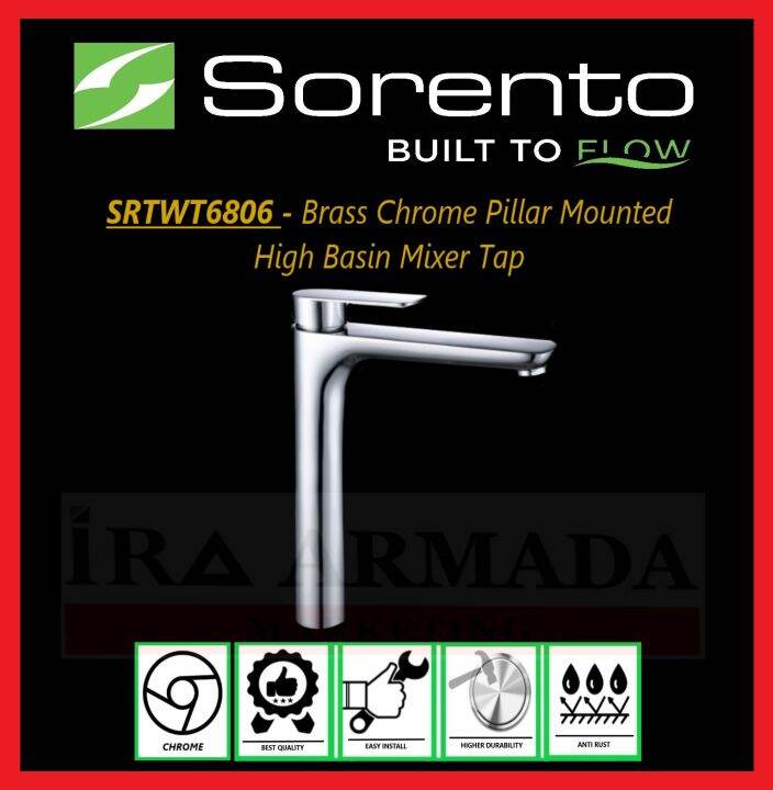 Sorento High Pillar Mounted Home Bathroom Basin Mixer Tap/Kepala Pili