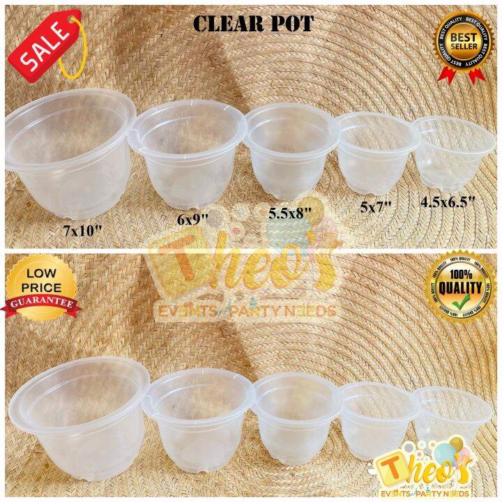5pcs Lowest Price Clear Transparent Pot Different sizes Pots Large