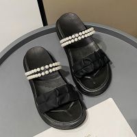 COD Fairy style pearl thick-soled sandals and slippers women wear 2023 new French high-end minority Roman sandals in summer.