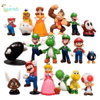 XSUIMI Kids Toys 18ชิ้น/เซ็ตเครื่องประดับบ้านเห็ดคอลเลกชันของตกแต่งเดสก์ท็อปรุ่น Super Mario Bros. ของเล่นรูปแบบของเล่นหุ่นแอคชั่น