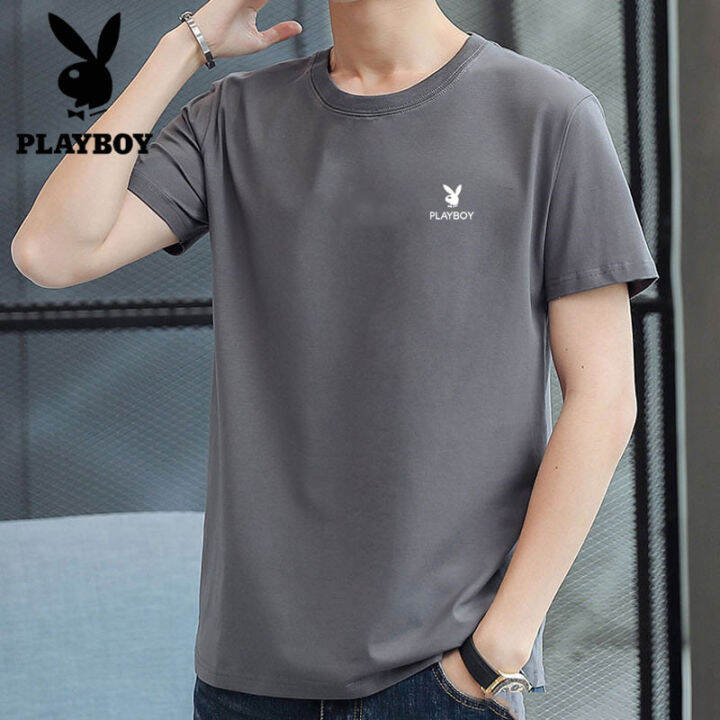 ผู้ชาย-playboy-เสื้อยืดผ้าฝ้ายยี่ห้อแขนสั้นพิมพ์ลาย-t209