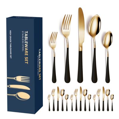 20 piece titanium plated spray paint gift box packaging stainless steel Western style steak knife fork spoon tableware set