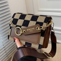 【CW】 Checkerboard Fabric Flap Crossbody Sling for 2022 Luxury Brand Design Handbag Shoulder Handbags