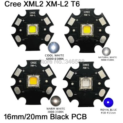 5x CREE XML2 XM-L2 T6เย็นสีขาว6500พันเป็นกลางสีขาว4500พันอบอุ่นสีขาว3000พันพลังงานสูง LED E mitter 16มิลลิเมตร20มิลลิเมตรสีดำอลูมิเนียม PCB