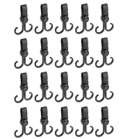 20PCS Double Hook Baby Stroller Hooks 360-Degree Rotation Adjustment Cart Hook and Loop Fastener Bicycle Accessories