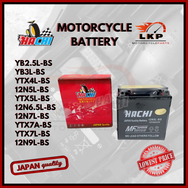 HACHI MOTORCYCLE BATTERY YB2.5L-BS / YB3L-BS / YTX4L-BS / 12N5L-BS ...