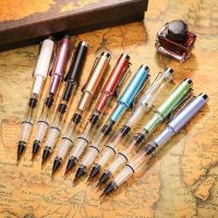 1Pc Fashion Large Capacity Brush Calligraphy Pen Fountain Pen Style Piston Spiral Ink Absorption Soft Dip Pens Student Writing  Pens