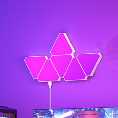 RGB WIFI APP บลูทูธ LED สามเหลี่ยมบรรยากาศในร่มโคมไฟติดผนังสำหรับเกมคอมพิวเตอร์ห้องนอนตกแต่ง LED ควอนตัมไฟกลางคืน