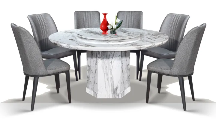 Round Marble Dining Table Set, Round Marble Dining Table Set For 6