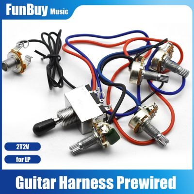‘【；】 Electric Guitarra Wiring Harness Prewired 2V2t 3 Way Toggle Switch Jack 500K Pots For Gibs Replacement LP Electric Guitar 2V/2T