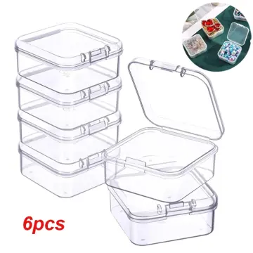 6 Pcs / Set 4.3*4.3cm Mini Clear Plastic Small Box / Fashion Jewelry  Earplugs Storage Boxes / Case Container / Beads Organizer Transparent  Square Box