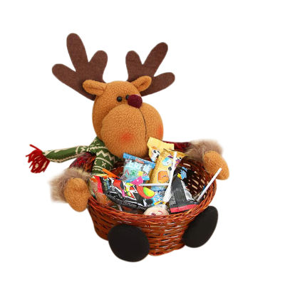 Merry Christmas Candy Wicker Basket Christmas Decorations Fruit Basket Food Holder Home Decor
