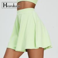 Hearuisavy High Waist Womens Yoga Shorts Quick Drying Sports Tennis Dance Fitness Running Cycling Fitness Gym Short Skirt