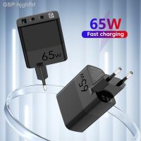 Hjghfhf เครื่องชาร์จ GaN 65W USB พอร์ต C QC3.0สำหรับ IPAD แท็บเล็ตเร็ว iPhone 14 S23