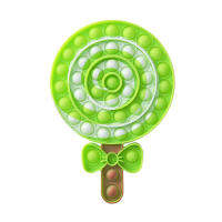 Lollipop ซิลิโคนพิมพ์ลาย Push Bubble Fidget ของเล่นที่หมกหมุ่นความเครียด Reliever ของเล่น