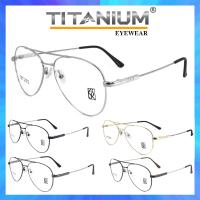 Titanium 100%  แว่นตา รุ่น 8218 กรอบเต็ม Pilot ทรงนักบิน ขาข้อต่อ วัสดุ ไทเทเนียม (สำหรับตัดเลนส์) สวมใส่สบาย น้ำหนักเบา ไม่ตกเทรนด์ มีความแข็งแรงทนทาน Full frame Eyeglass leg joints Titanium material Eyewear Top Glasses