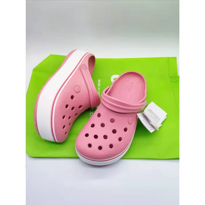 Crocs Crocband Platform pink Clog with ecobag for woman sandals | Lazada PH