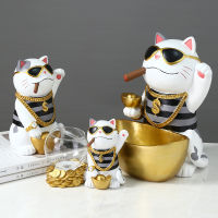 Creative Gold Ingot Cat Decoration Home Living Room Entrance And Wine Cabinet Decoration Opening Gift Fortune Cat Storage