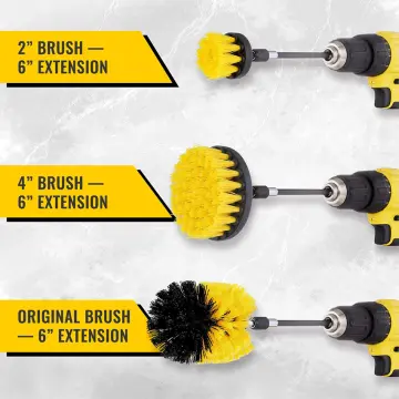 3 Pack Drill Brush Set Power Scrubber Cleaning Brush Extended Long  Attachment Set All Purpose Drill Scrub Brushes Kit for Grout, Floor, Tub,  Shower