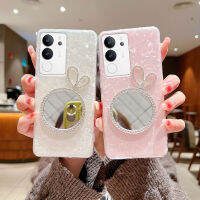 เคสVivo V29 5G 2023ล่าสุดพร้อมจุดเจาะกระต่ายน่ารักกระจกแต่งหน้าปลอกแข็งเคสโทรศัพท์ Vivo V29 5G เคสสำหรับเด็กผู้หญิงฝาครอบ