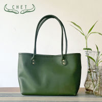 Leather Tote Bag Handmade Olive Green