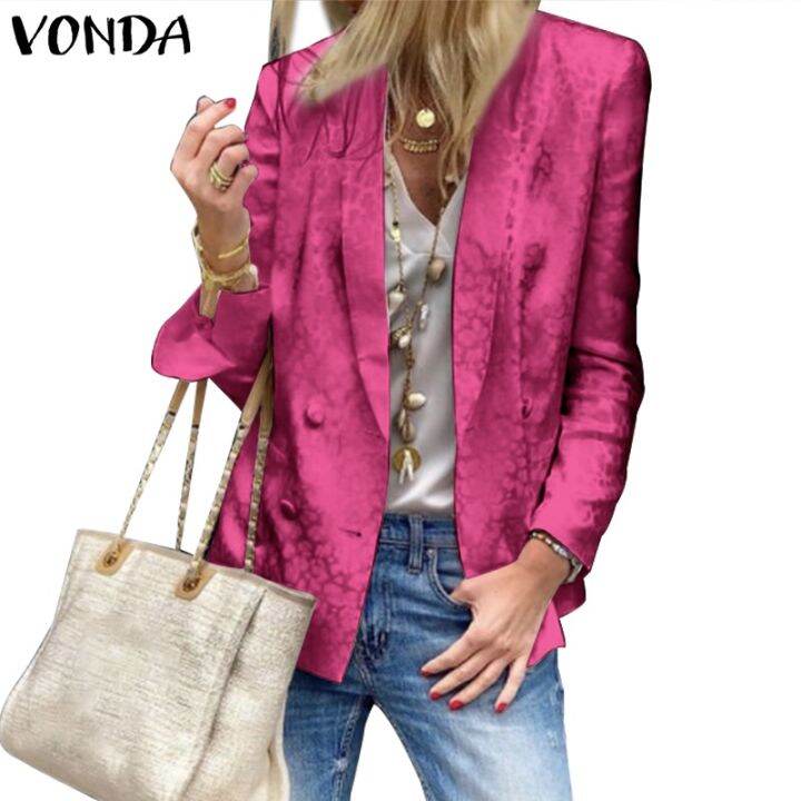 vonda-เสื้อคอปกแขนยาวลําลองสีพื้นสําหรับผู้หญิง