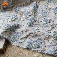 Blue Dandelion Pattern Fabric Gold Silk Jacquard Fabric Embossed Jacquard Fabric Yarn-Dyed DIY Cloth TJ5388